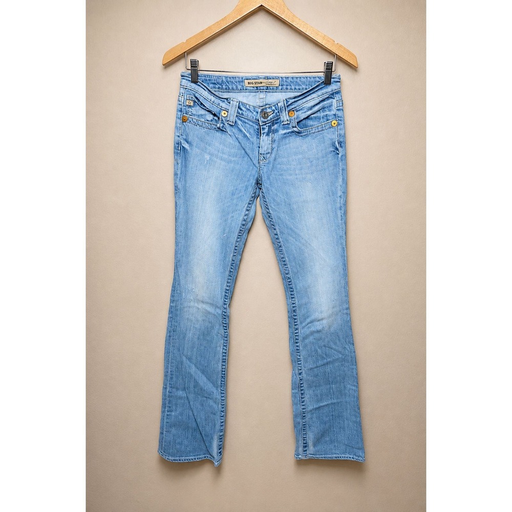 Big Star Carey Low Rise Bootcut Jeans Light Wash Embroidered Flap Pocket 28XXL